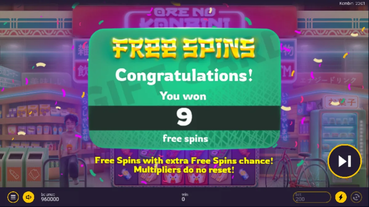 Tampilan visual slot Ore No Konbini dengan latar belakang toko serba ada Jepang